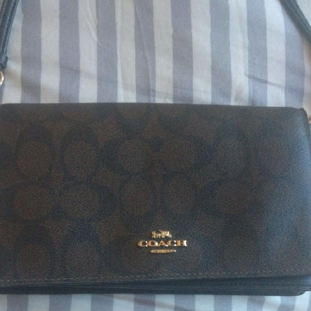Coach Dark Brown Signature Crossbody Bag
